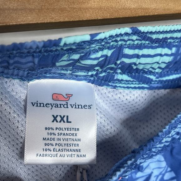 Vineyard Vines 7” Chappy Trunks Camo Bayside Blue Mens XXL Tropical Swim - Picture 4 of 7